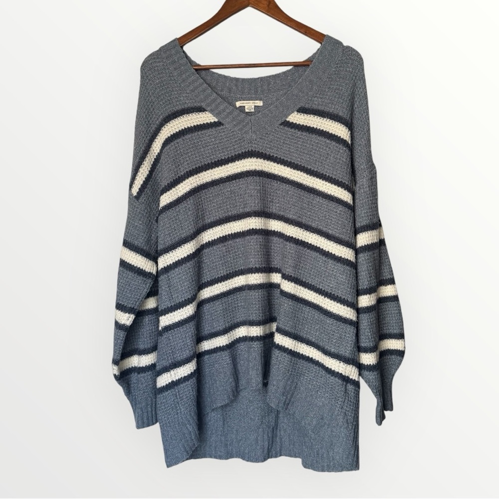 American Eagle Soft Knit Oversized Balloon Sleeve Sweater Small Varsity Hipster